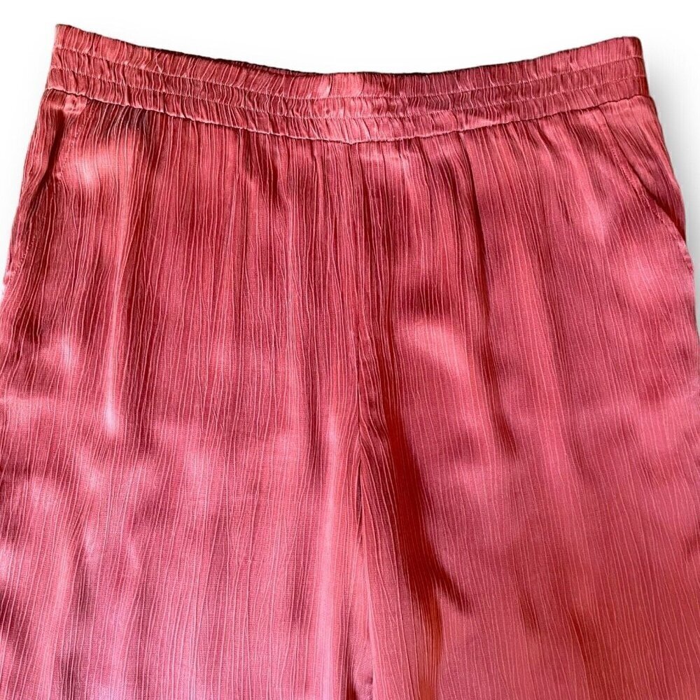 Soft Surroundings Womens Lumi Pant XL Marsala Rose Pink Pull On Textured Satin - Picture 4 of 8